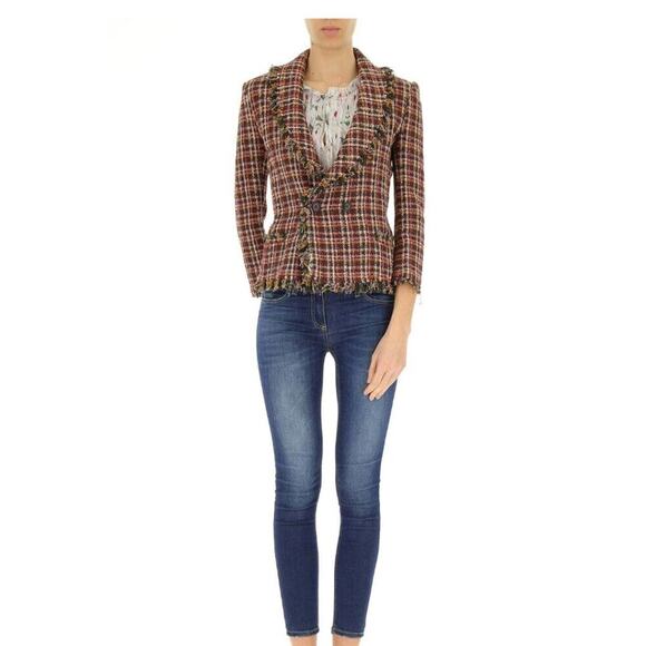 Isabel Marant Etoile Nicole Tweed Fringe Collar Blazer Jacket Double Breasted 6 - Picture 7 of 13